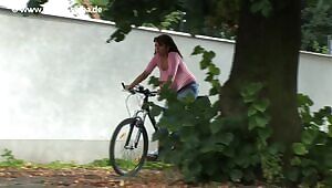Milena on her bicycle