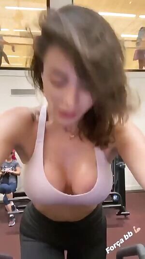 Busty petite working out
