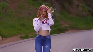 Young girl with braces and a older guy