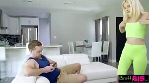 hot teen sis needed some help stretching in the morning