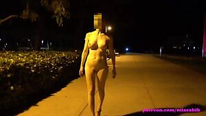 Nude in high heels