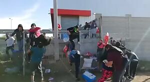 bbw enf gets stuck on fence