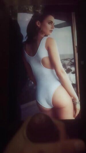 Cumming on Lily Collins cute little ass