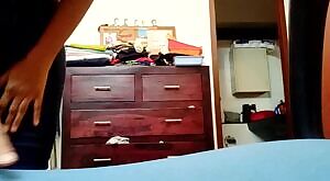 Indian chick doing naked squats