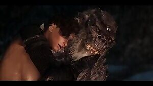 Nord warrior is defeated and turned into a Troll's pet.