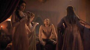 Josephine Gillan, Lucy Aarden, and Marina Lawrence-Mahrra in S8E1