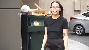 Collared and leashes my neighborhood Asian cumslut 😈 Watch the full video, link below 🖤