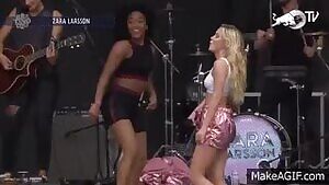 Zara Larsson no bra bouncing