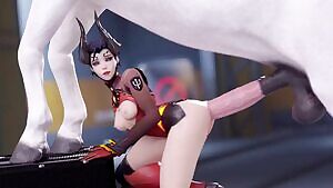 Mercy riding a horse